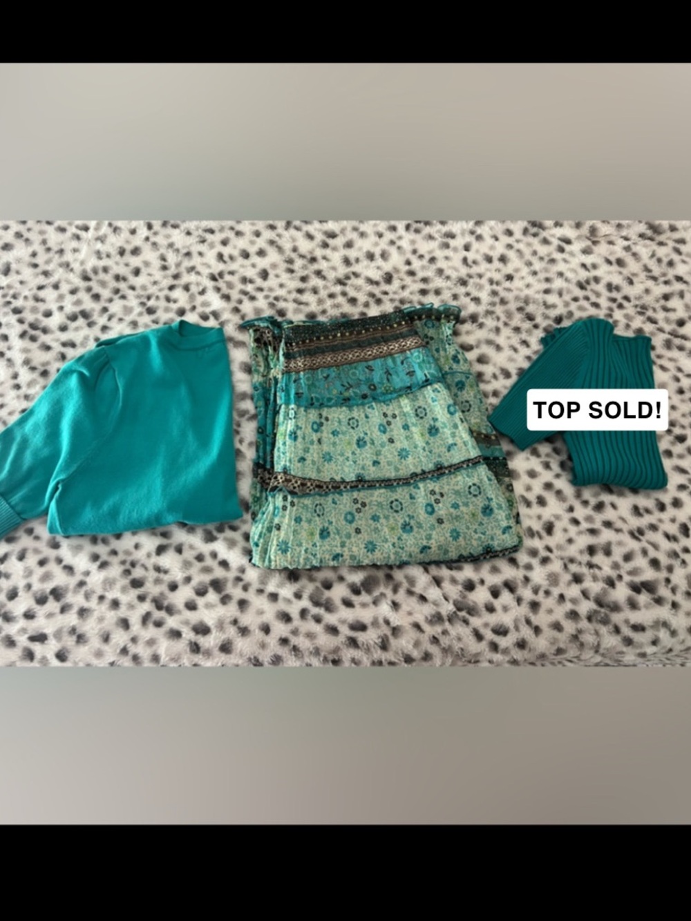 Teal & Turquoise Mixed Tops and Printed Skirt Bundle Set